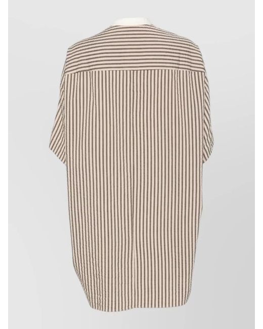 Alysi Natural Cotton Blend Dress Short Sleeves Stripes