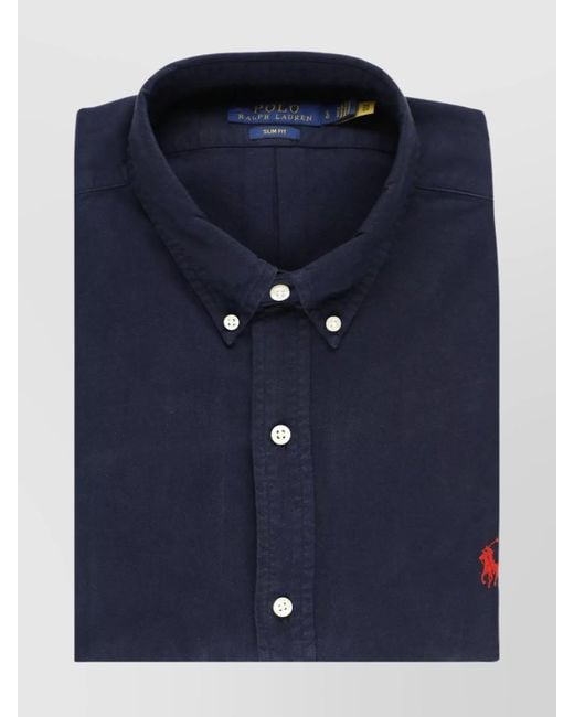 Ralph Lauren Blue Button-Down Collar Shirt for men