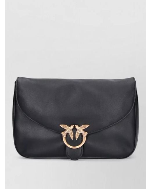 Pinko Gray Love Bag Leather Clutch Bag