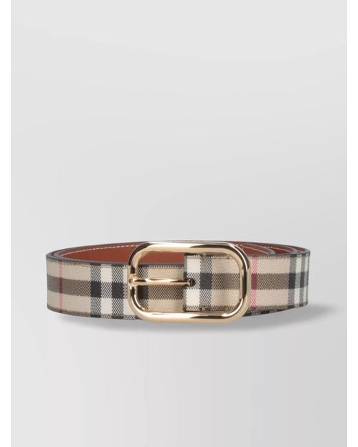 Burberry Natural Checkered Pattern Buckle Belts