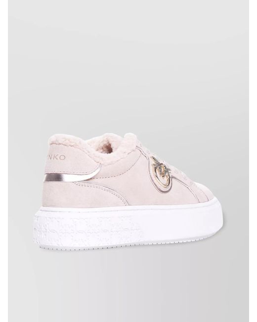 Pinko White Low Top Sneakers Metallic Detail