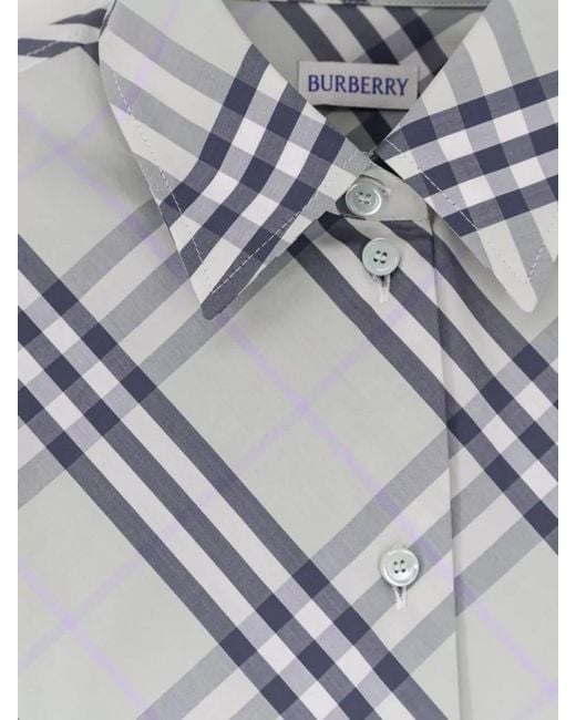 Burberry Gray Checked Cotton Long-Sleeve Shirt