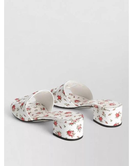 Dolce & Gabbana White Leather Floral Print Mules
