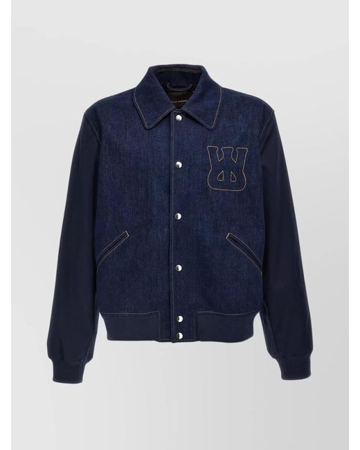 Wales Bonner Blue Denim Bomber Jacket for men