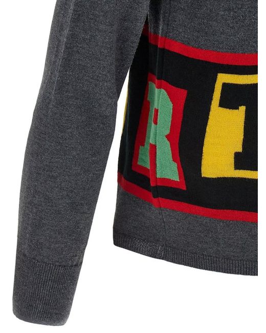 Comme des Garçons Gray Graphic Design Crew Neck Long Sleeve Sweater for men