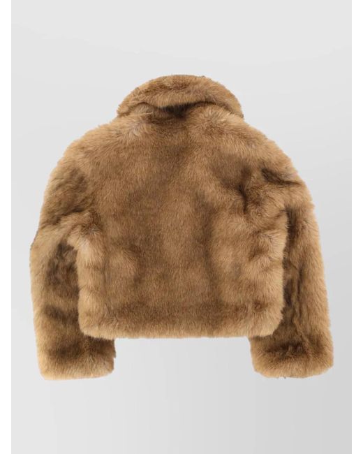 MSGM Brown Regular-Fit Faux Fur Jacket