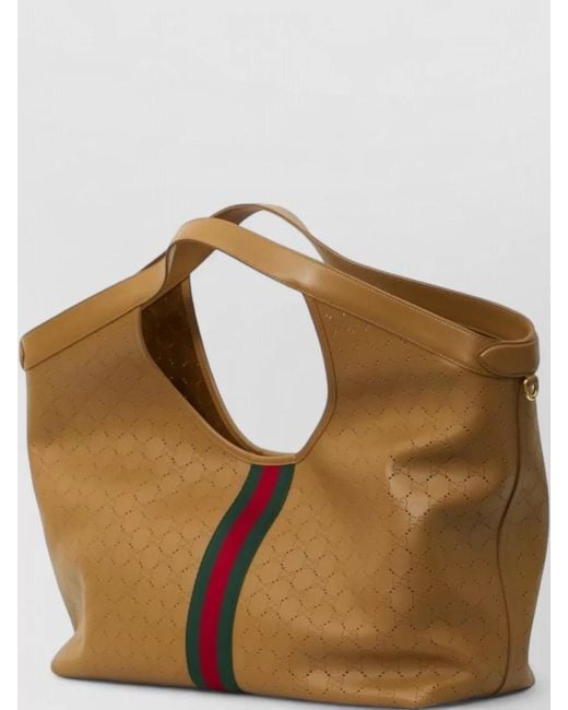 Gucci Brown Giglio Large Leather Tote Bag