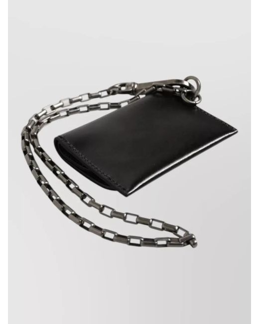 Dolce & Gabbana Black Leather Chain Bifold Card Holder for men