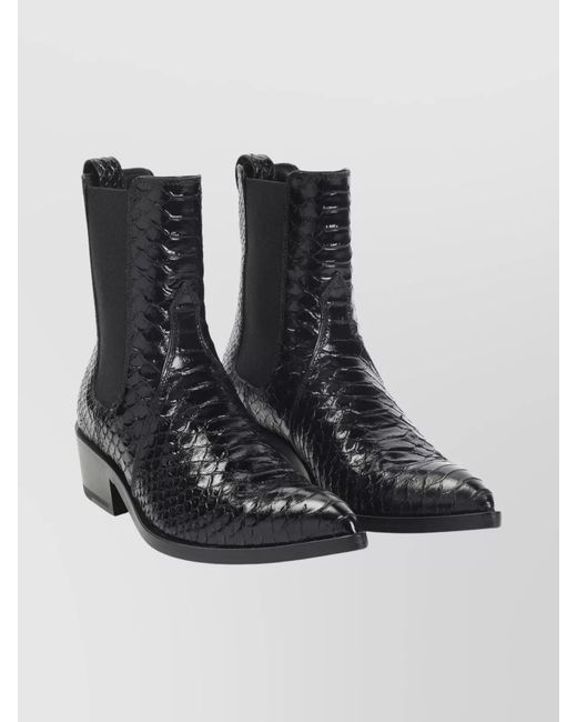 Tom Ford Black Snake-Effect Leather Ankle Boots