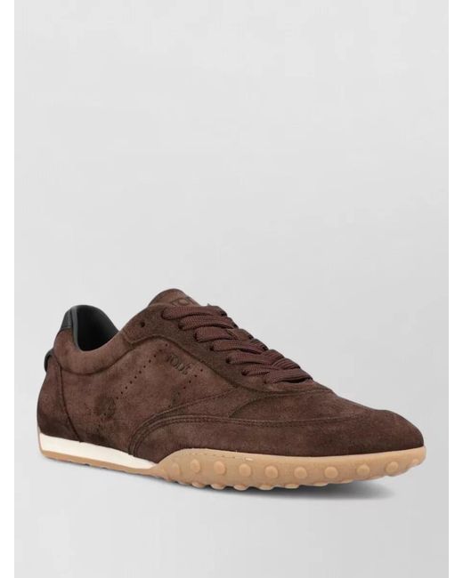 Tod's Brown Suede Leather Lace-Up Sneakers for men