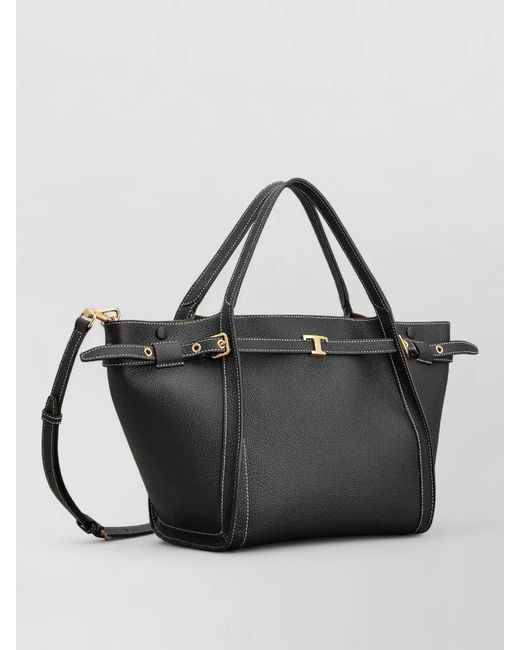 Tod's Black Small T Timeless Leather Tote Bag