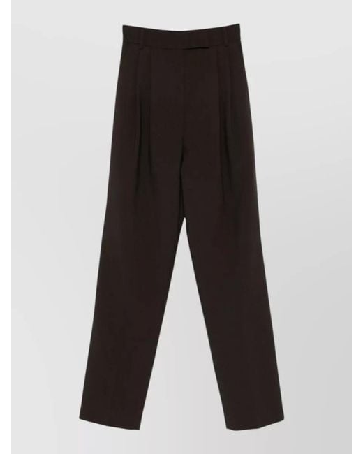 Frankie Shop Black Pleated Straight-Leg Suit Trousers
