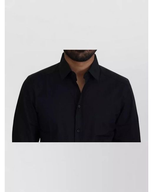Dolce & Gabbana Blue Cotton Slim-Fit Long-Sleeve Dress Shirt for men