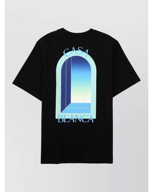 Casablanca Black Crew Neck Short Sleeve Graphic Print Shirt for men