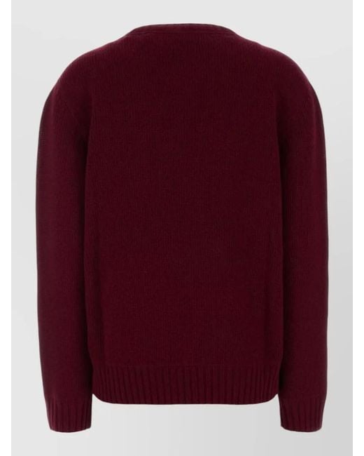 Prada Red Wool Blend Crew Neck Knit Sweater