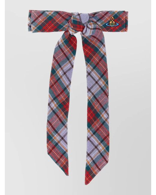 Vivienne Westwood Blue Tartan Plaid Knot Detail Hair Clip