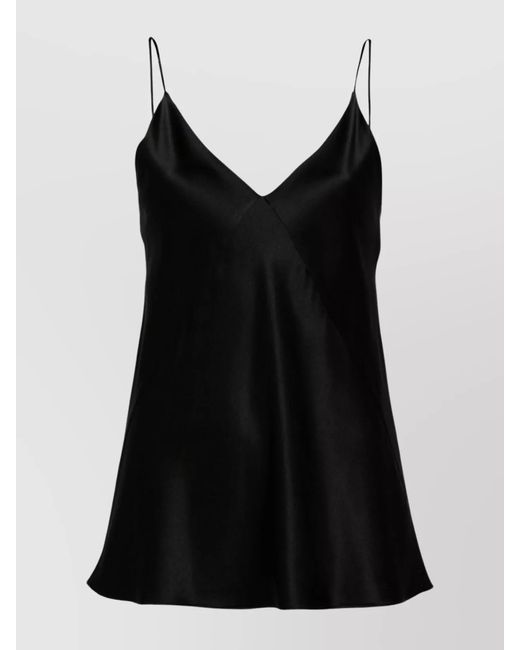 Max Mara Black Silk V-Neck Spaghetti-Strap Tank Top