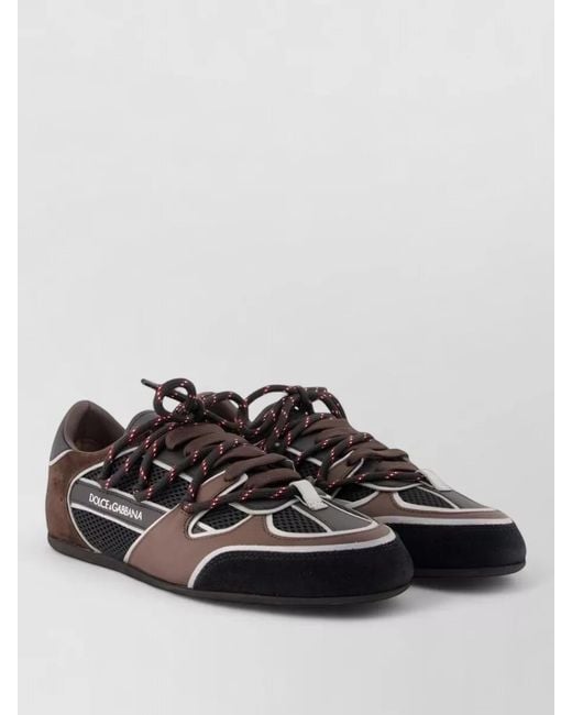 Dolce & Gabbana Black Soft Sneakers Leather Fabric Mesh for men
