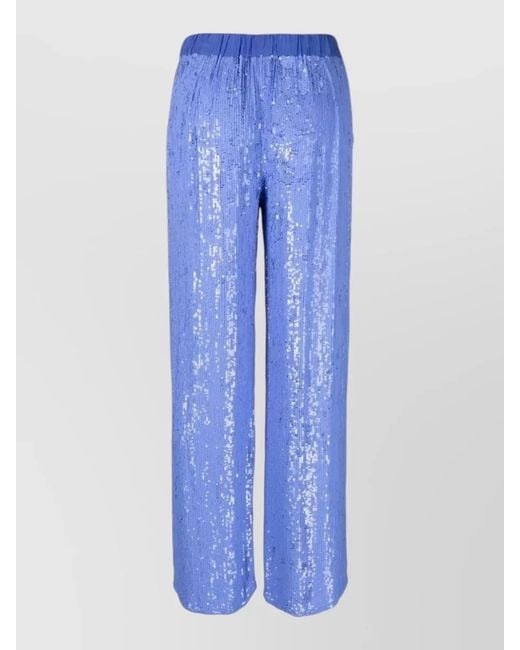 P.A.R.O.S.H. Blue Sequin Wide Leg Premium Tailored Pants