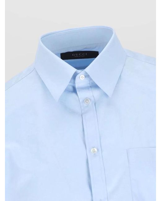 Gucci Blue Shirt Button Down Collar Chest Pocket for men