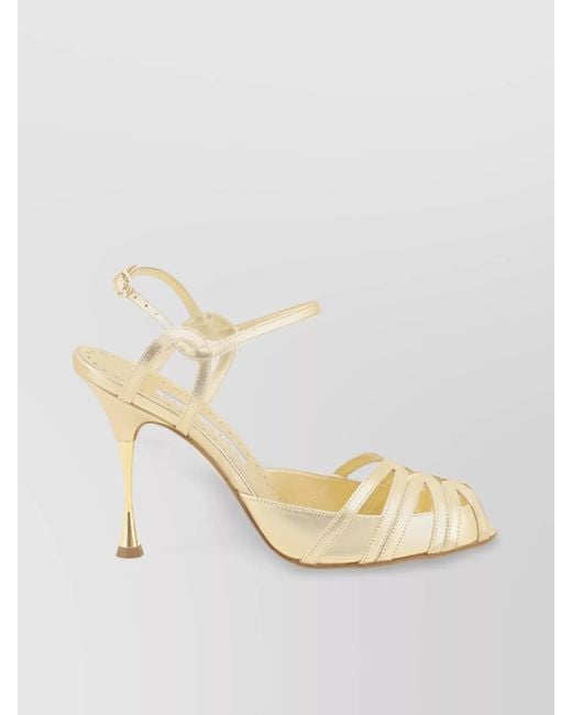 Manolo Blahnik Metallic Nappa Sandal Featuring Caged Design