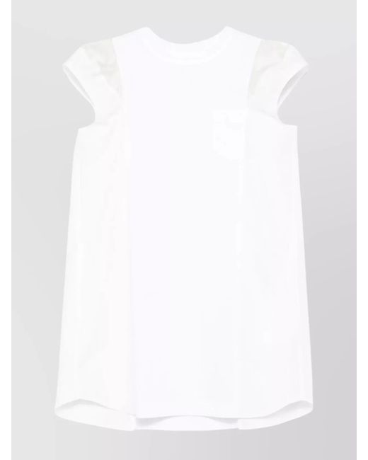 Sacai White Sleeveless Dress With Pocket And Back Detail