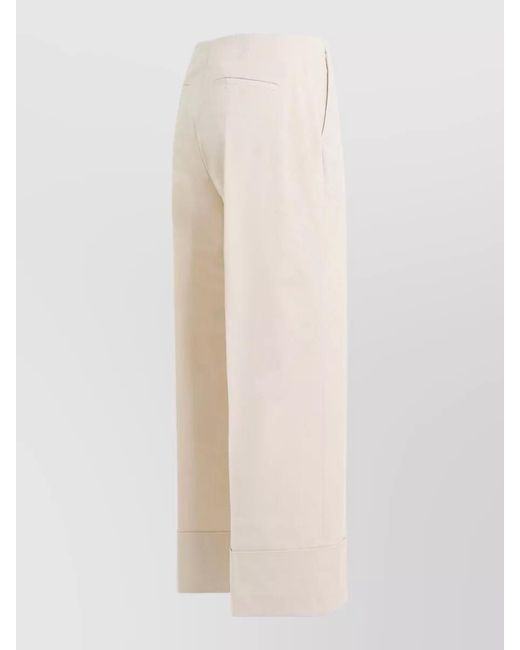 Theory White Cotton Pants Tailored Cuffs Belt Loops