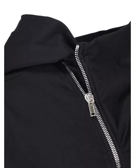 Rick Owens Blue Cropped Hooded Jacket Drawstring Hem Pockets for men