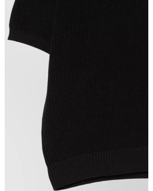 DUNST Black Cotton Linen Polo Shirt V Neck