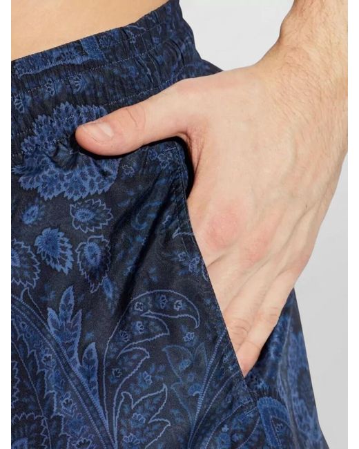 Etro Blue Printed Swim Shorts for men