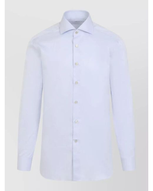 Kiton White Long Sleeve Shirt Button Down Collar for men