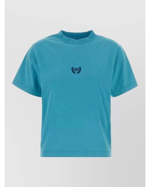 Balenciaga Blue Cotton T-Shirt