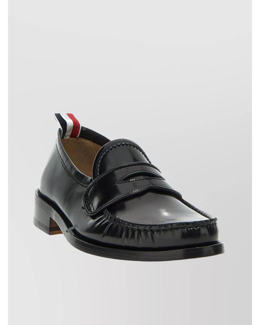 Thom Browne Black Calf Leather Penny-Slot Loafers for men
