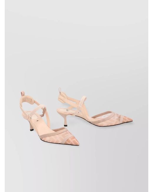 Fendi Pink Logo-Print Slingback Pumps