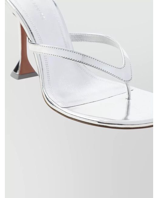 AMINA MUADDI White Juliette Thong Mules Mirrored Leather Heel