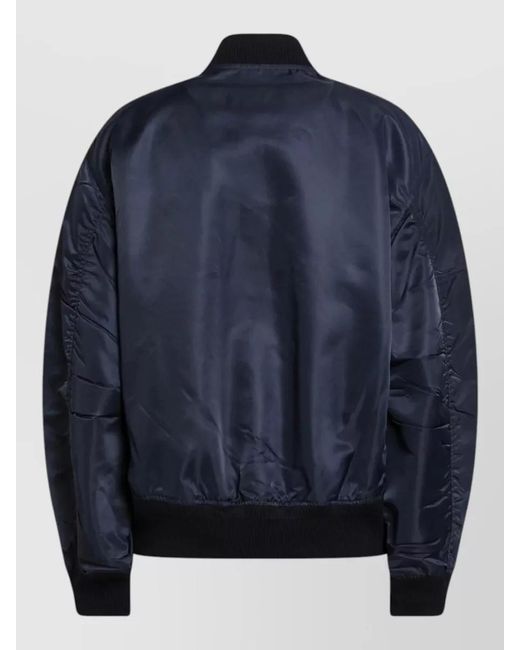 Prada Blue Jacket Front Pockets Ribbed Cuffs Hem