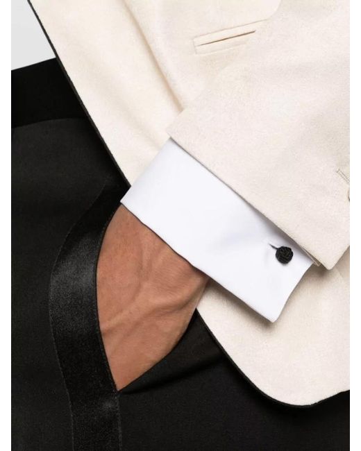 Emporio Armani White Cotton Shirt Spread Collar French Cuffs Curved Hem for men