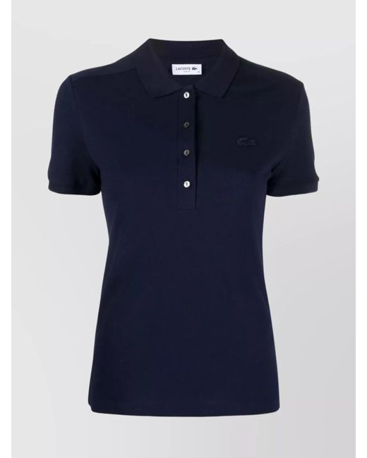 Lacoste Blue Ribbed Collar Cotton Polo Shirt