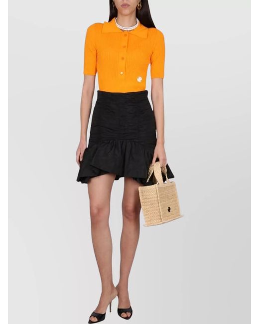 Patou Black Flounced Mini Skirt