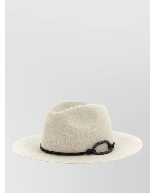 Brunello Cucinelli Natural Felt Wide Brim Fedora Hat