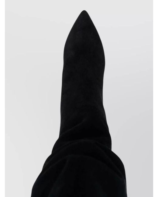 Paris Texas Black Slouch Boot Pointed Toe Kitten Heel