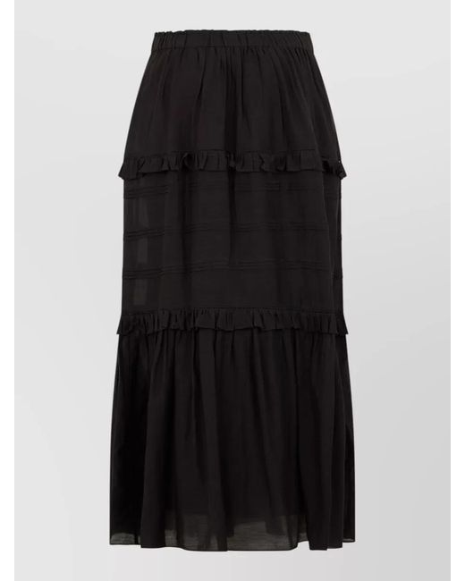 Isabel Marant Black Ruffled Long A-Line Skirt