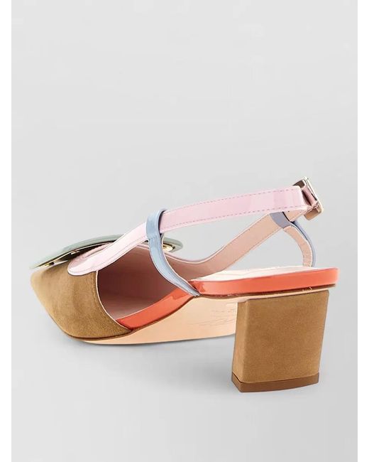 Roger Vivier Pink Belle Vivier Slingback Sandals Block Heel