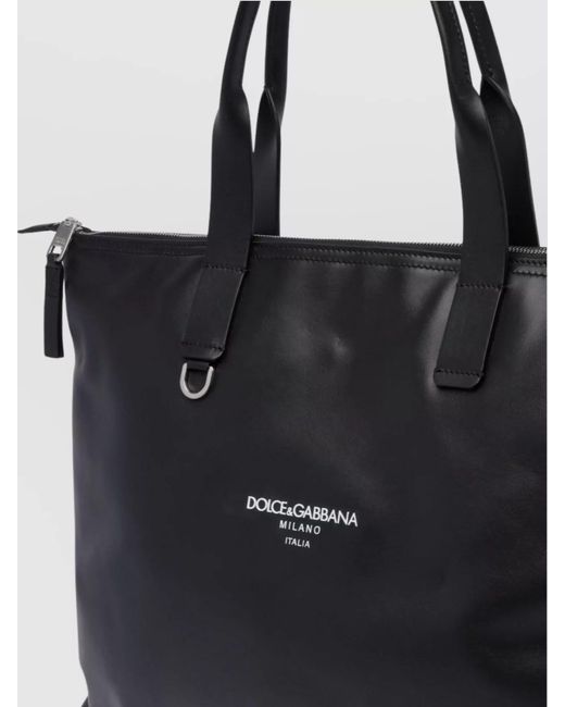 Dolce & Gabbana Black Leather Medium Tote Bag for men