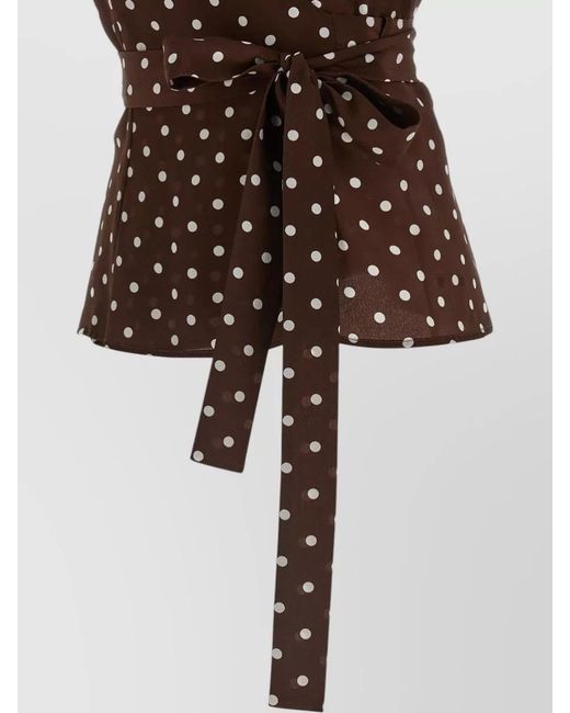 P.A.R.O.S.H. White Halterneck Wrap Top Tie Waist Polka Dots