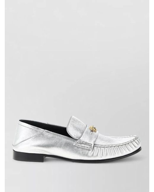 Versace White Leather La Medusa Loafers
