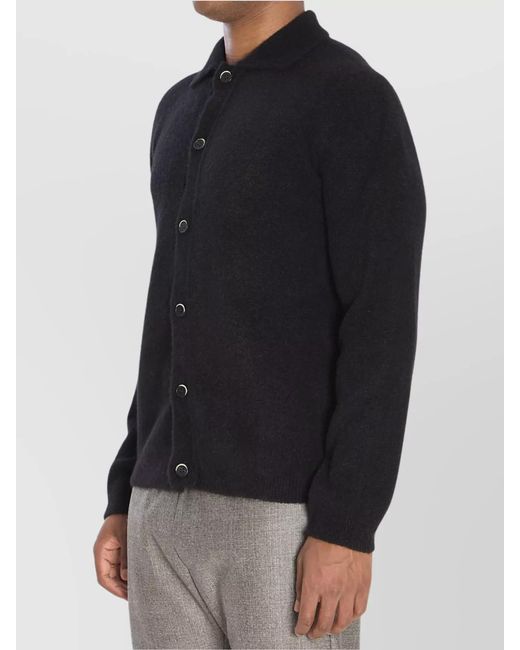 Barena Black Alpaca-Blend Ribbed Regular-Fit Cardigan for men