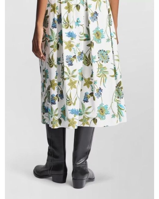 Fay Multicolor Cotton Skirt Floral Print Pleated Pockets