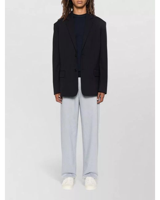 Paul Smith Blue Fine-Knit Wool-Blend Crew-Neck Long-Sleeve Sweater for men