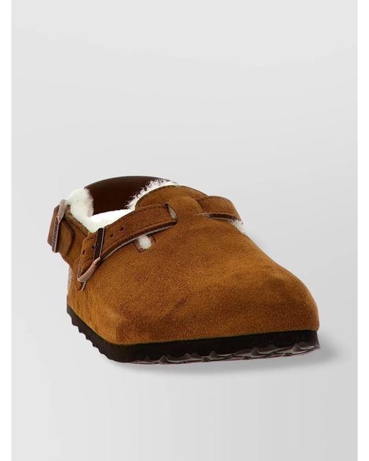 Birkenstock Brown Shearling Leather Slippers